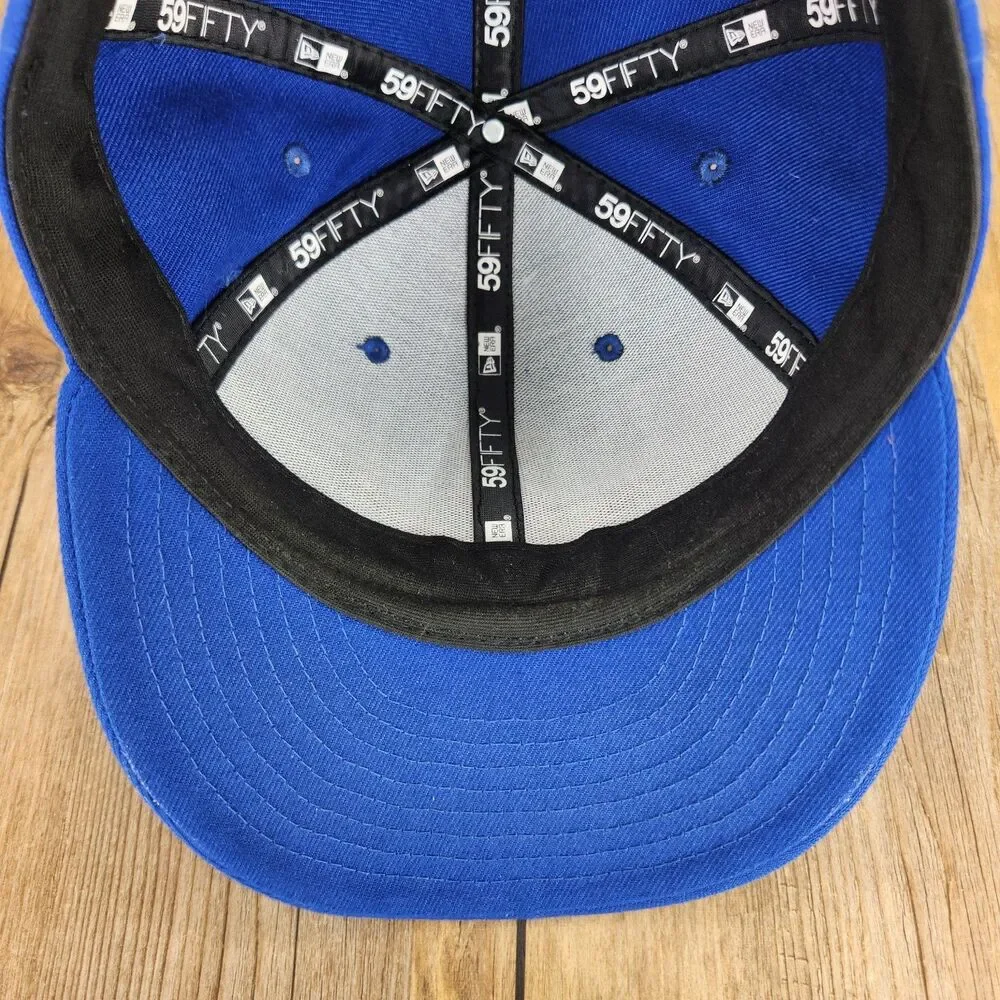 New Era 59fifty Sheridan Post #7 Jets Baseball Cap Blue Red Size 7 1/4 Sport Hat